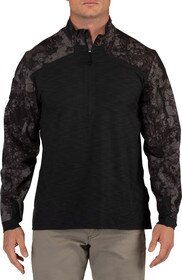 5.11 Tactical GEO7 Rapid Half-Zip Combat Shirt in night camo, front view.